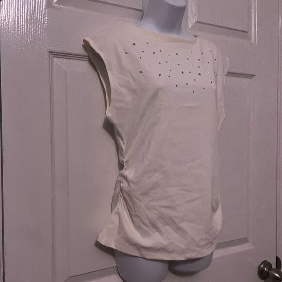 Marc New York Medium White Blouse Rhinestoned - Picture 4 of 6